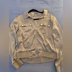 Elie Tahari Satin Tan Utility Jacket